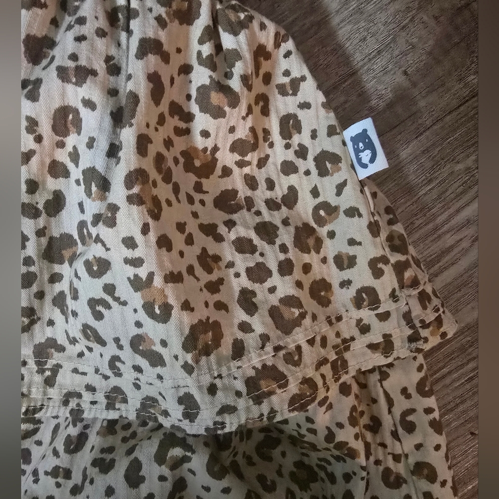 Rabbit + Organic Smocked Leopard Print Girl's Dress - 3T - Picture 3 of 5